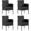 Image de vidaXL Chaises de jardin noires résine tressée lot de 4