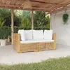 Image de vidaXL Canapés d'angle de jardin 2 pcs - Bois teck massif, coussins
