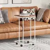 Image de VidaXL Table d'appoint Blanc avec Roues