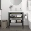 Image de vidaXL Lavabo encastré Noir et Blanc