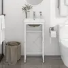 Image de vidaXL Cadre de lavabo salle de bain - Blanc Fer