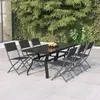 Image de vidaXL Ensemble à manger de jardin 7 pcs gris et noir