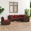 Image de vidaXL Salon de jardin 5 pièces avec coussins - Marron