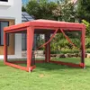 Image de vidaXL Tente de fête avec parois en maille 3x4 m - Rouge