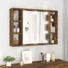 Image de vidaXL Armoire à miroir LED Chêne fumé