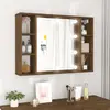 Image de vidaXL Armoire à miroir LED Chêne marron