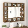 Image de vidaXL Armoire à miroir LED Chêne fumé