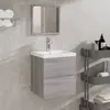 Image de vidaXL Armoire lavabo de salle de bain et bassin et miroir sonoma gris