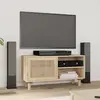Image de vidaXL Meuble TV Bois de pin et rotin
