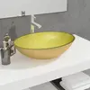 Image de vidaXL Lavabo Verre Doré