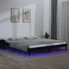 Image de vidaXL Cadre de lit LED Noir 120x190 cm Pin