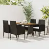 Image de Ensemble de dîner d'extérieur vidaXL 5 pcs - Noir résine tressée