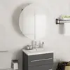 Image de vidaXL Armoire Miroir Rond LED Chêne