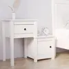 Image de Vidaxl Table de Chevet - Blanc Bois de Pin Massif