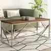Image de Vidaxl Table basse en acier inoxydable et bois de mélèze massif - Argenté
