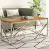 Image de vidaXL Table basse acier inoxydable et acacia