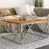 Image de VidaXL Table Basse Acacia et Inox