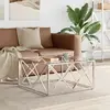 Image de vidaXL Table basse 80x80x40 cm acier inoxydable et verre