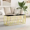 Image de vidaXL Table basse doré 110x45x45 cm acier inoxydable et verre