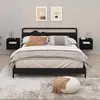 Image de vidaXL Tables de chevet Murales Noir (Lot de 2)