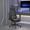 Image de vidaXL Chaise de jeu avec repose-pied Noir et gris