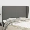 Image de vidaXL Tête de lit avec oreilles Gris foncé 147x23x118/128 cm Tissu