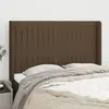 Image de vidaXL Tête de lit avec oreilles - Marron foncé 147 x 118/128 cm