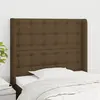 Image de vidaXL tête de lit avec oreilles Marron foncé 93x16x118/128 cm Tissu