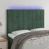 Image de vidaXL Tête de lit à LED Vert foncé 144 cm Velours
