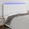 Image de vidaXL Tête de lit à LED Blanc 180x5x118/128 cm Similicuir