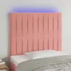 Image de vidaXL Tête de lit à LED Velours Rose 100x5x118/128 cm