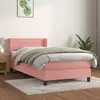 Image de vidaXL Sommier à lattes de lit avec matelas Rose 90x200 cm Velours