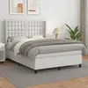 Image de vidaXL Sommier à lattes avec matelas Blanc 140x190 cm Similicuir