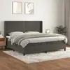 Image de vidaXL sommier avec matelas 200x200 cm - Gris foncé velours