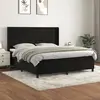 Image de vidaXL Sommier à lattes de lit avec matelas Noir 180x200 cm Velours