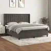 Image de vidaXL Sommier à lattes de lit et matelas Gris foncé 160x200cm Velours