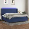 Image de vidaXL Sommier tapissier Bleu 200x200 cm Tissu