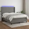 Image de vidaXL Sommier avec LED et matelas 140x190 cm - Gris foncé