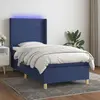 Image de vidaXL Sommier à lattes de lit matelas et LED Bleu 90x200 cm Tissu