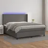 Image de vidaXL Sommier à lattes de lit matelas LED Gris 180x200 cm Similicuir