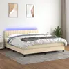 Image de vidaXL Sommier à lattes et matelas LED 160x200 cm - Crème tissu