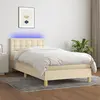 Image de vidaXL Sommier avec LED 90x200 cm - Tissu Crème