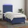 Image de vidaXL Sommier à lattes de lit avec matelas et LED Bleu 90x200cm Tissu