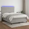 Image de VidaXL Sommier à lattes, Matelas et LED Gris clair 140x190 cm