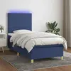 Image de vidaXL Sommier à lattes de lit et matelas et LED Bleu 90x200 cm Tissu