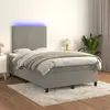 Image de vidaXL Sommier à lattes avec matelas et LED 120x200 - Gris clair