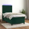 Image de vidaXL Sommier avec Matelas et LED - Vert Foncé 80 x 200 cm
