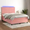 Image de vidaXL Sommier à lattes avec matelas LED Rose 140x200 cm Velours
