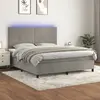 Image de vidaXL Sommier en velours avec matelas et LED - Gris clair