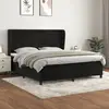 Image de vidaXL Sommier à lattes de lit avec matelas Noir 180x200 cm Velours